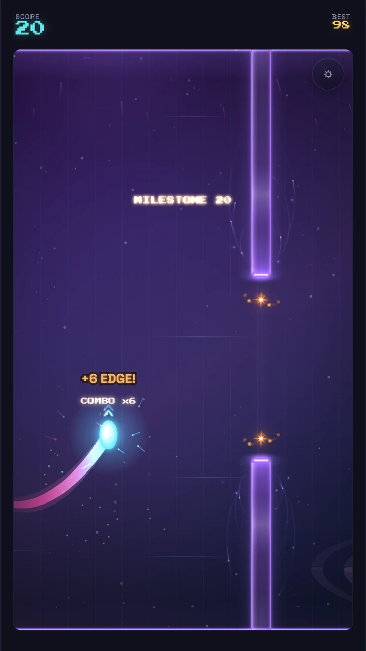 Flip Drift gameplay: Drifter flips through Deep Field with score 20 and a six-times combo